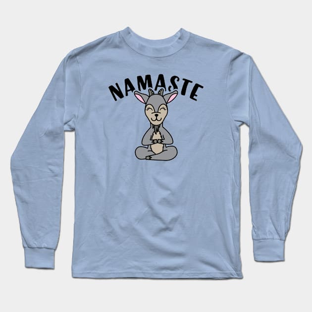 Namaste Goat Yoga Fitness Funny Long Sleeve T-Shirt by GlimmerDesigns